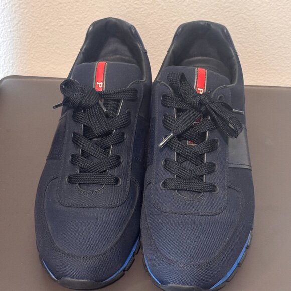Prada Men's Canvas and Leather Runners - Picture 2 of 6